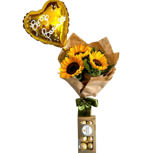 Buquê Girassol com Chocolate